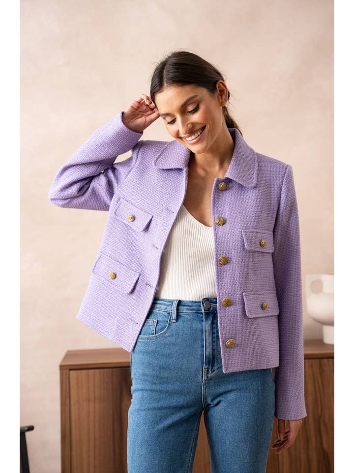 Attentif Paris - Wholesale Jacket - Women's - Straight cut plain tweed jacket37