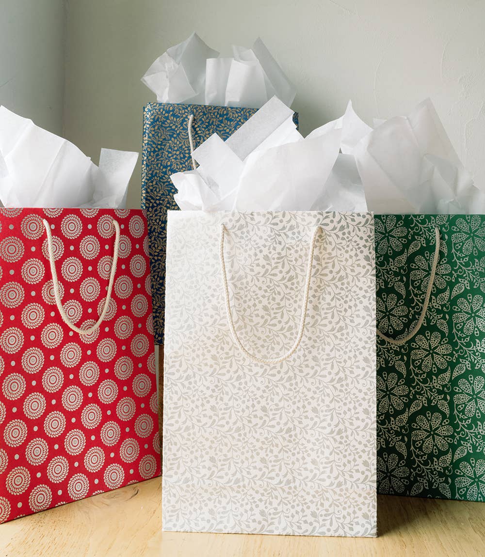 Matr Boomie Fair Trade - Wholesale Gift Bag - Recycled Paper Medium Holiday Gift Bag 7x3.5x10 - Assorted1