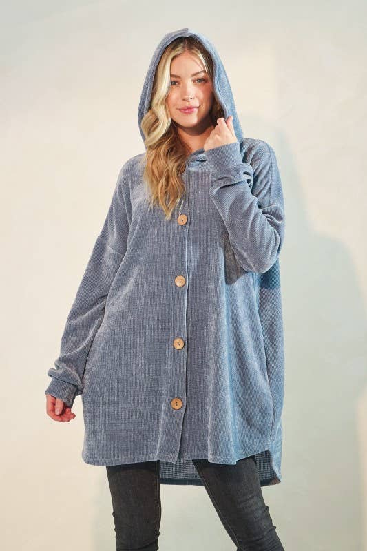 HEIMISH – Cardigan - Mulher por atacado – EJ6401-35 CASACO COM CAPUZ SÓLIDO0