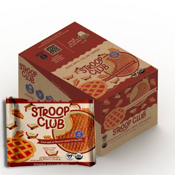 Apple Pie Caramel Organic and Plant Based Stroopwafel 2-pack for wholesale by Stroop Club