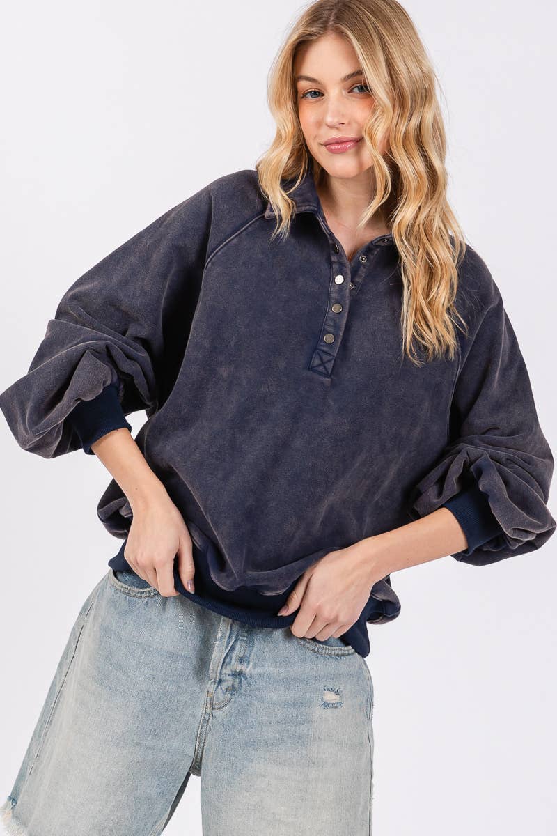 Sewn and Seen - Venta al por mayor Sudadera - Mujer - SUDADERA CON CUELLO A PRESIÓN CON LAVADO MINERAL15