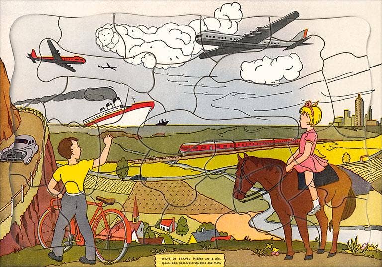Found Image Press - Vente Aimants - Puzzle de scie sauteuse Magnet TR-228, enfants et transport0