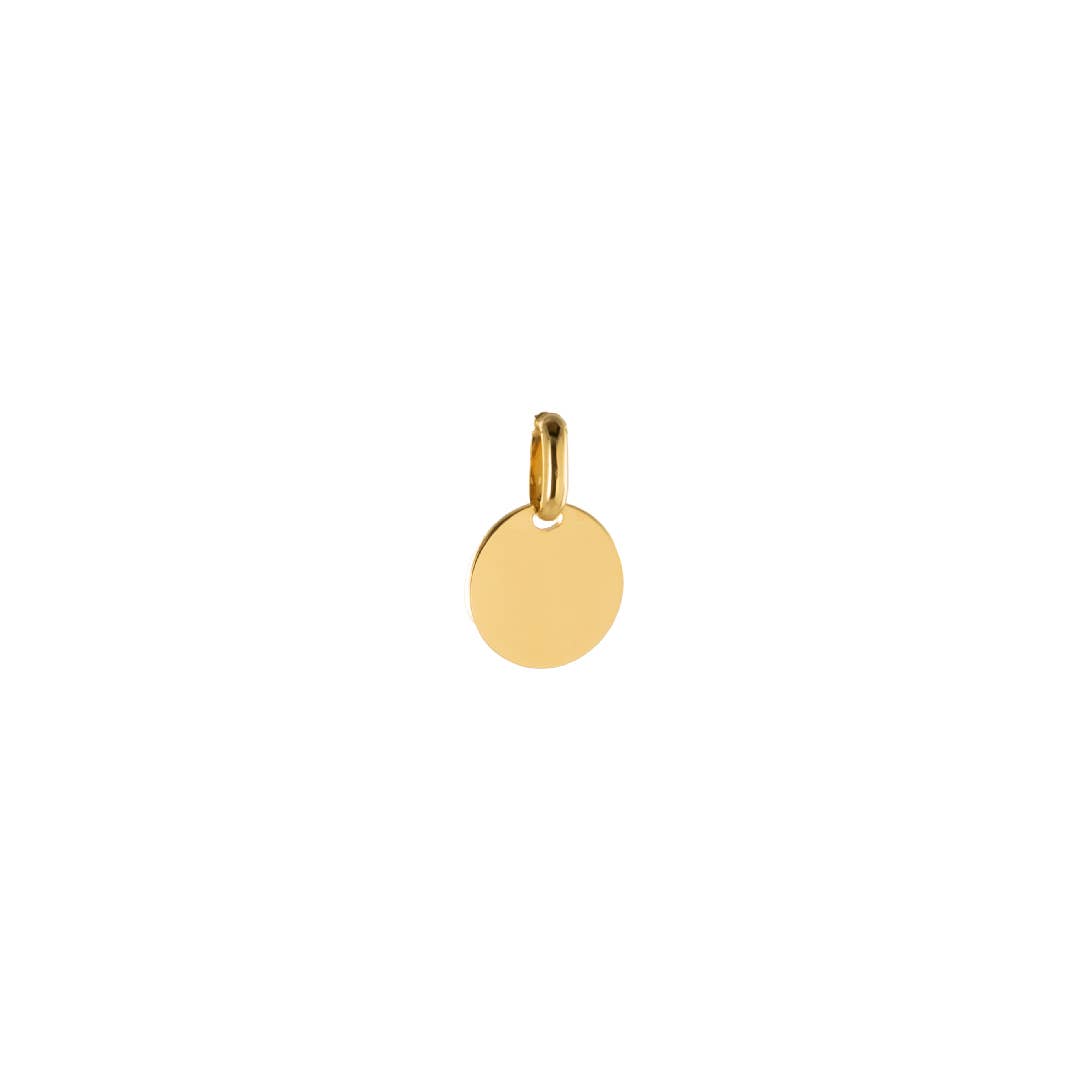 Bijoux Fabrication Française - Wholesale Individual Charm/Pendant - Engravable Pendant – Smooth Round Shape 18Kt Gold Plated 3µ 0
