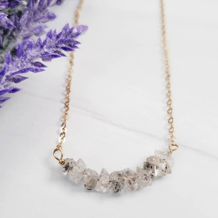Salt and Sparkle - Wholesale Pendant/Charm Necklace - Herkimer Diamond Crystal Bar Necklace2