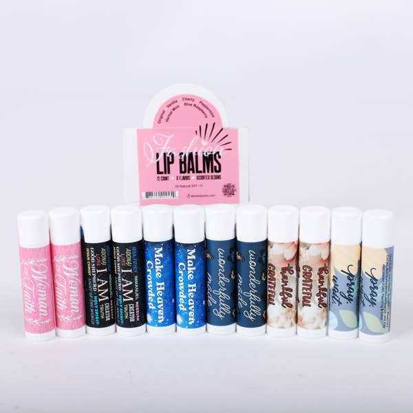 Lip Balm Display 2 each of 6 Assortment 12 for wholesale by Swanson Christian Products