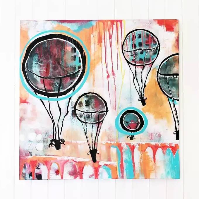 Gemälde "Heißluftballons" 80 x 80 cm für den Großhandel von Poppydesign