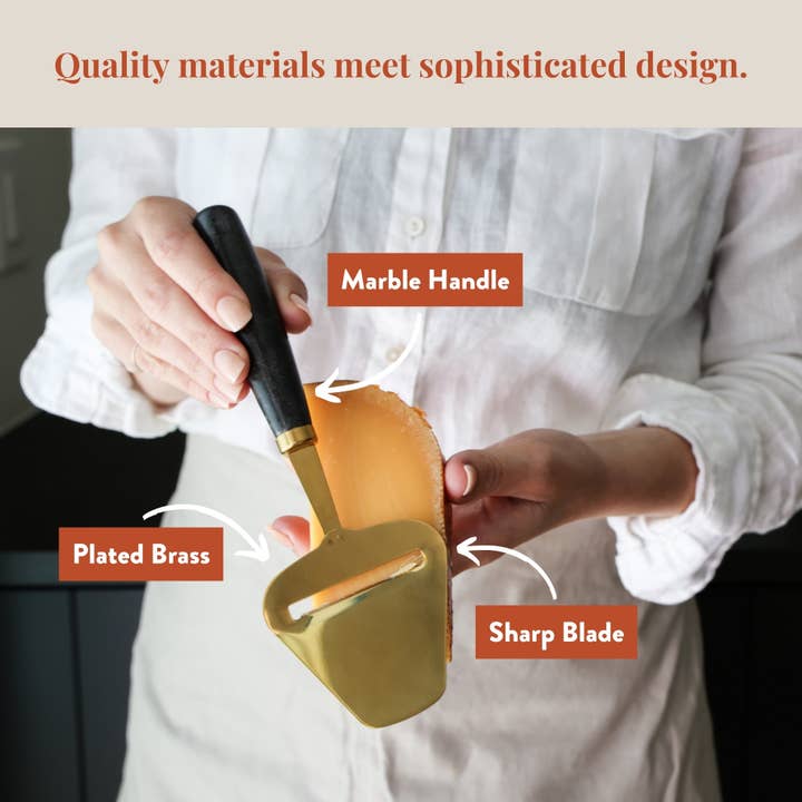 HOST AT HOME by The Bamboo Abode - Wholesale Cheese Spreader - Black Marble Handheld Cheese Slicer, Cheese Plane1