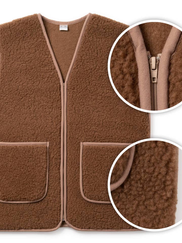 Schaapmaatje - Wholesale Outerwear Vest - Kids - Dark brown bodywarmer with zipper2