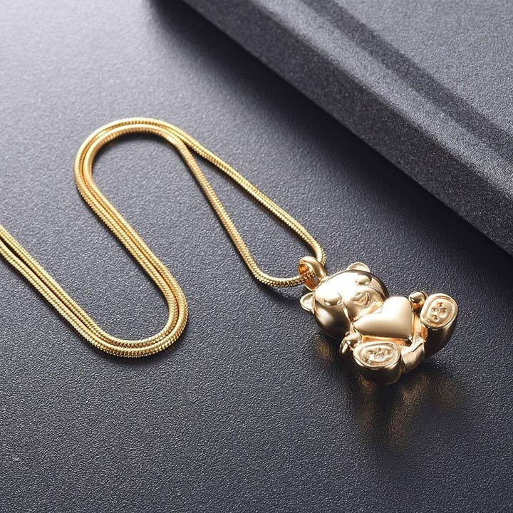 Cherished Emblems - Wholesale Halskettinghanger - Leuke teddybeer met hart crematie urn ketting9