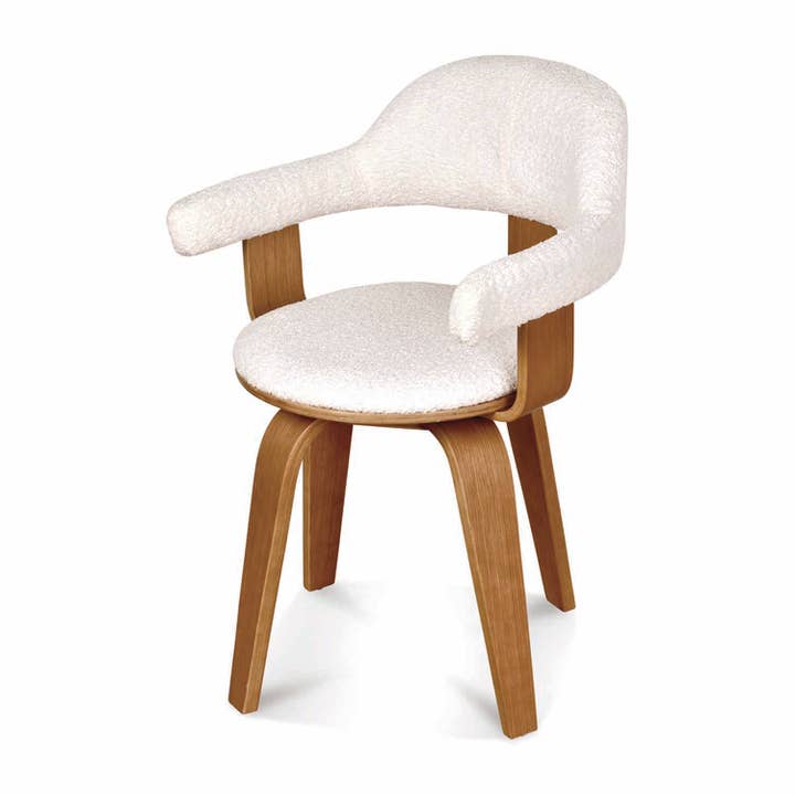 Swedish Chair natural boucle swivel light base L57 D53.5 H76cm for wholesale by Opjet Paris