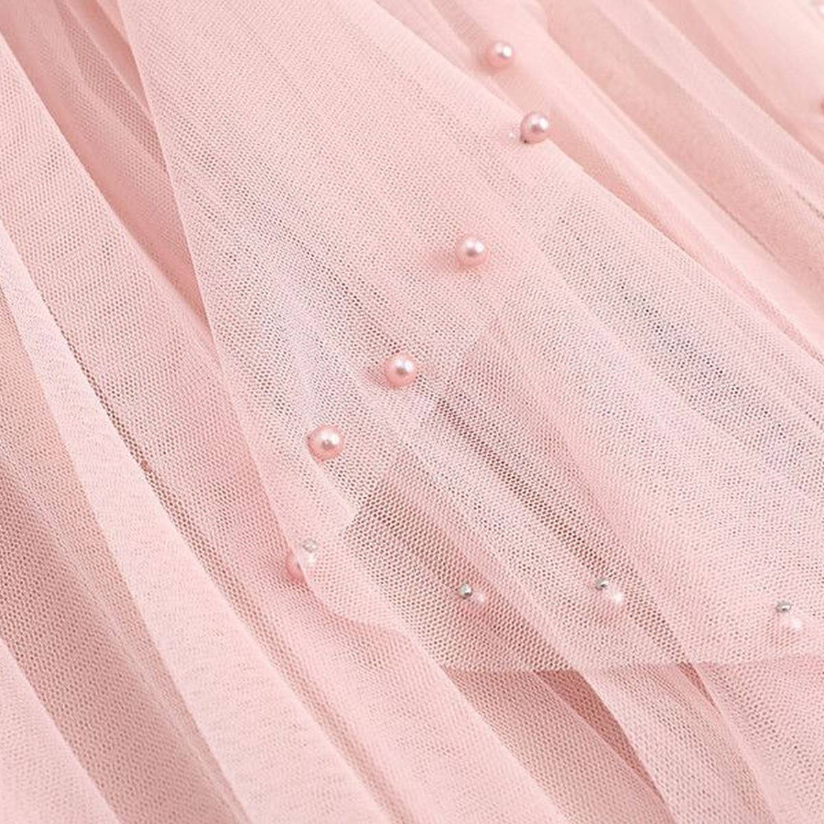 ACCITY - Wholesale Skirt - Women's - BEADED MESH PLEATED SKIRT A LINE TULLE SKIRT_CWBLS039818