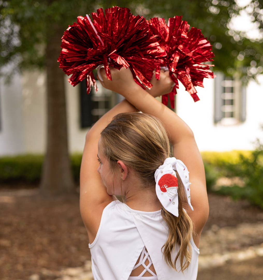 The Heady Chic - Vente Chouchou – femme - Casque de football rouge et blanc Scrunchie2