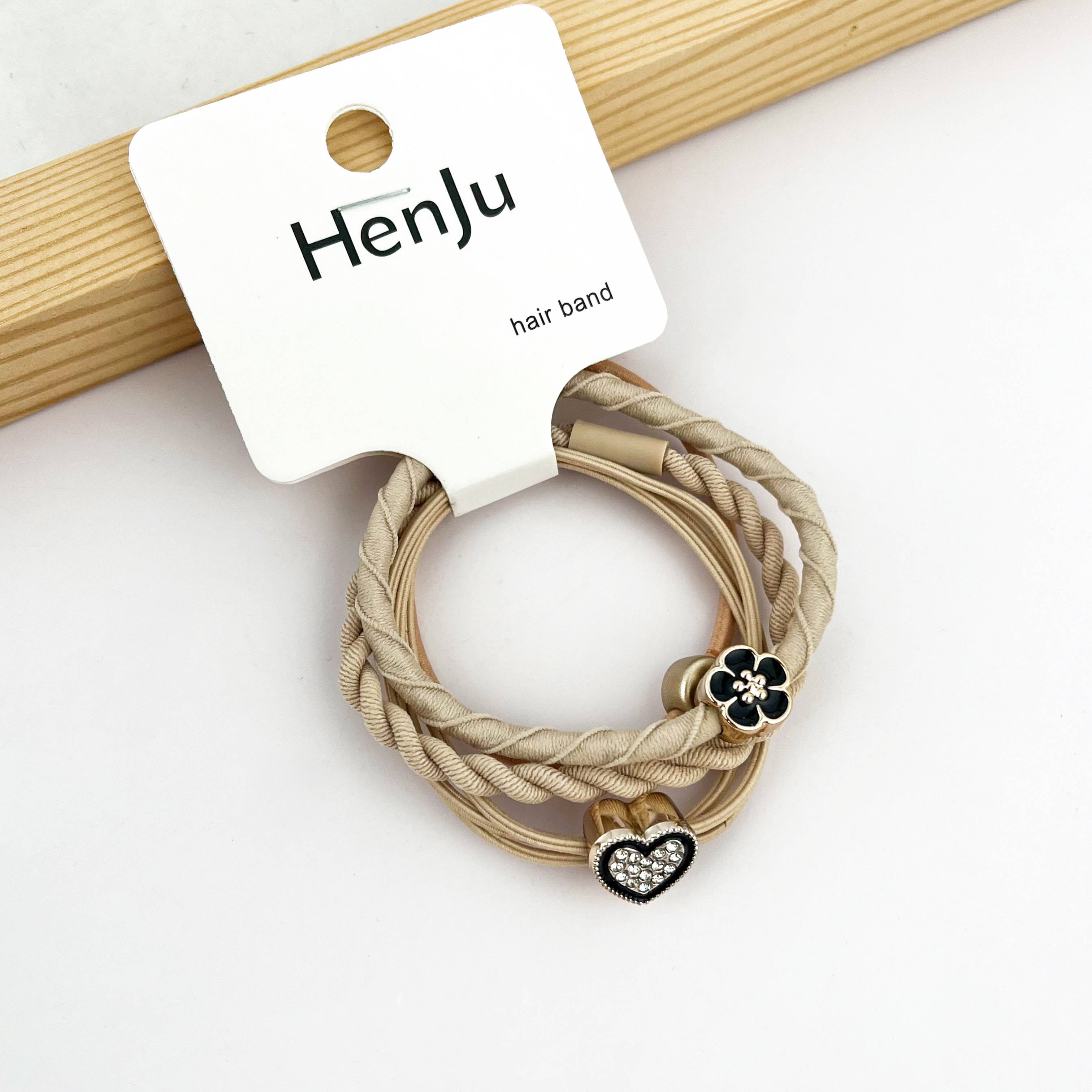 SoapElenGlen - Wholesale Hair Tie - 4pcs Heart Hair Tie Set, Flower Hair Tie0