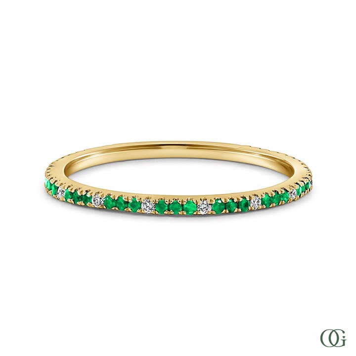 Aliança de Eternidade com Diamantes de Laboratório Lapidados em Esmeralda e Redondo (0,21 CTW) por atacado de Orchid Gems Fine Jewelry