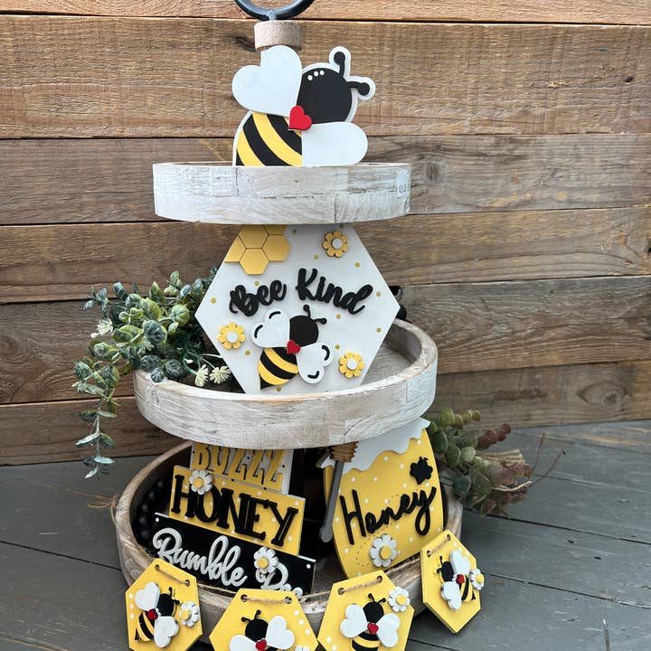 Tier Tray Kit Bee Kind, cartello, decorazione per la casa, kit artigianale, fai da te per la vendita all'ingrosso da parte di Rustic Home Co LLC