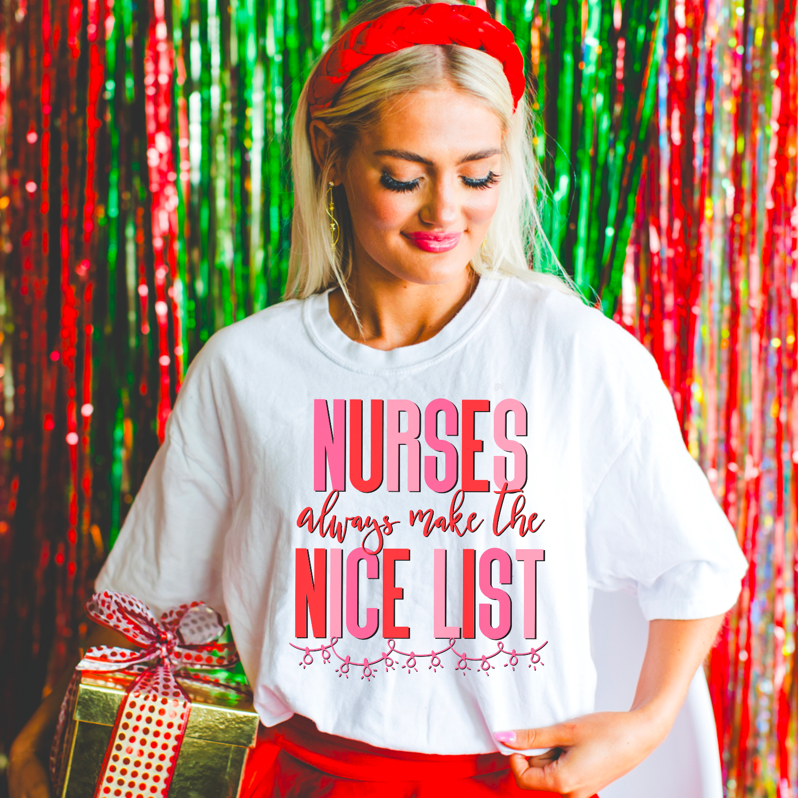 Shoppe SHC - Vente T-shirt à imprimés – femme - T-shirt graphique de Noël Nurses Always Make The Nice List0