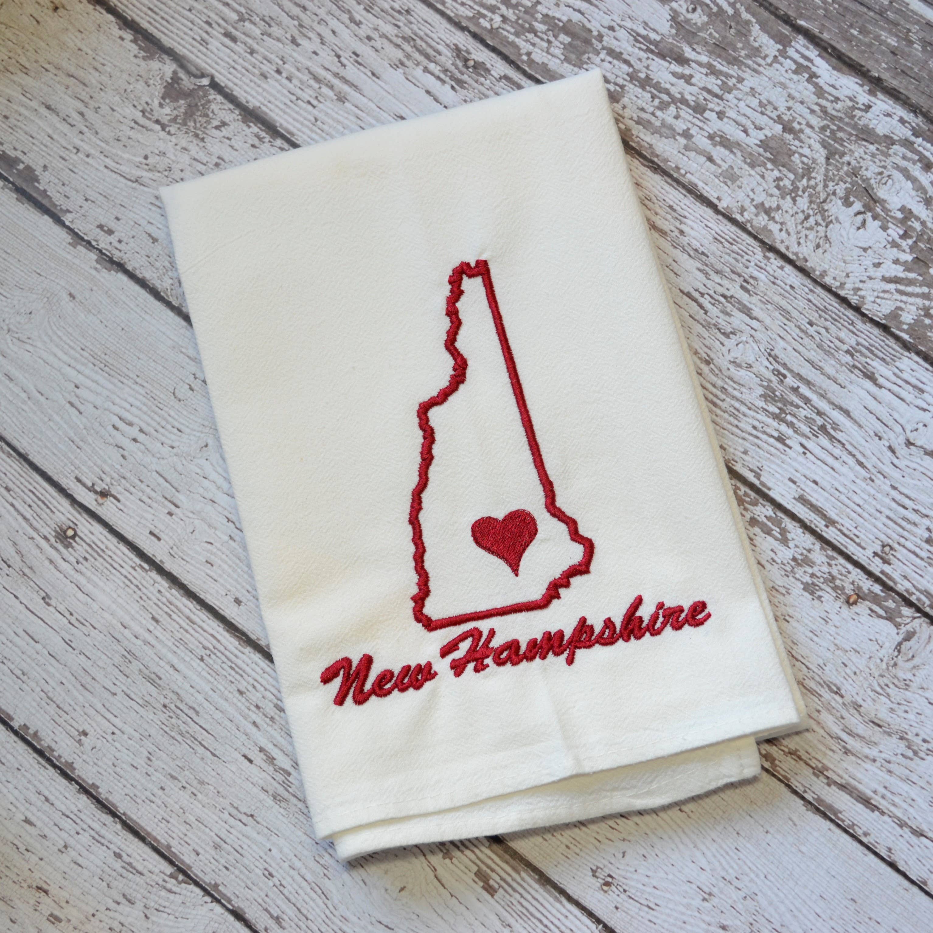 SewMuchMoreStore - Wholesale Tea Towel - State Tea Towel - Red - Embroidered Floursack Towel5