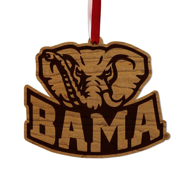 The University of Alabama Big Al Ornament - Crafted from Cherry or Maple Wood - Alabama Crimson Tide for wholesale by LazerEdge