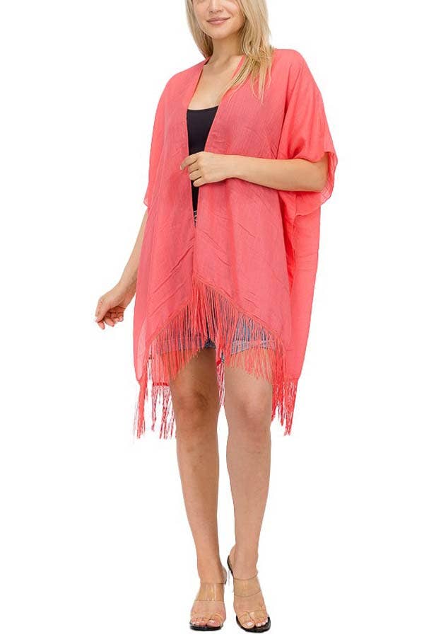 Cap Zone - Wholesale Kimono - Women's - Solid Chiffon Cover Up Kimono0