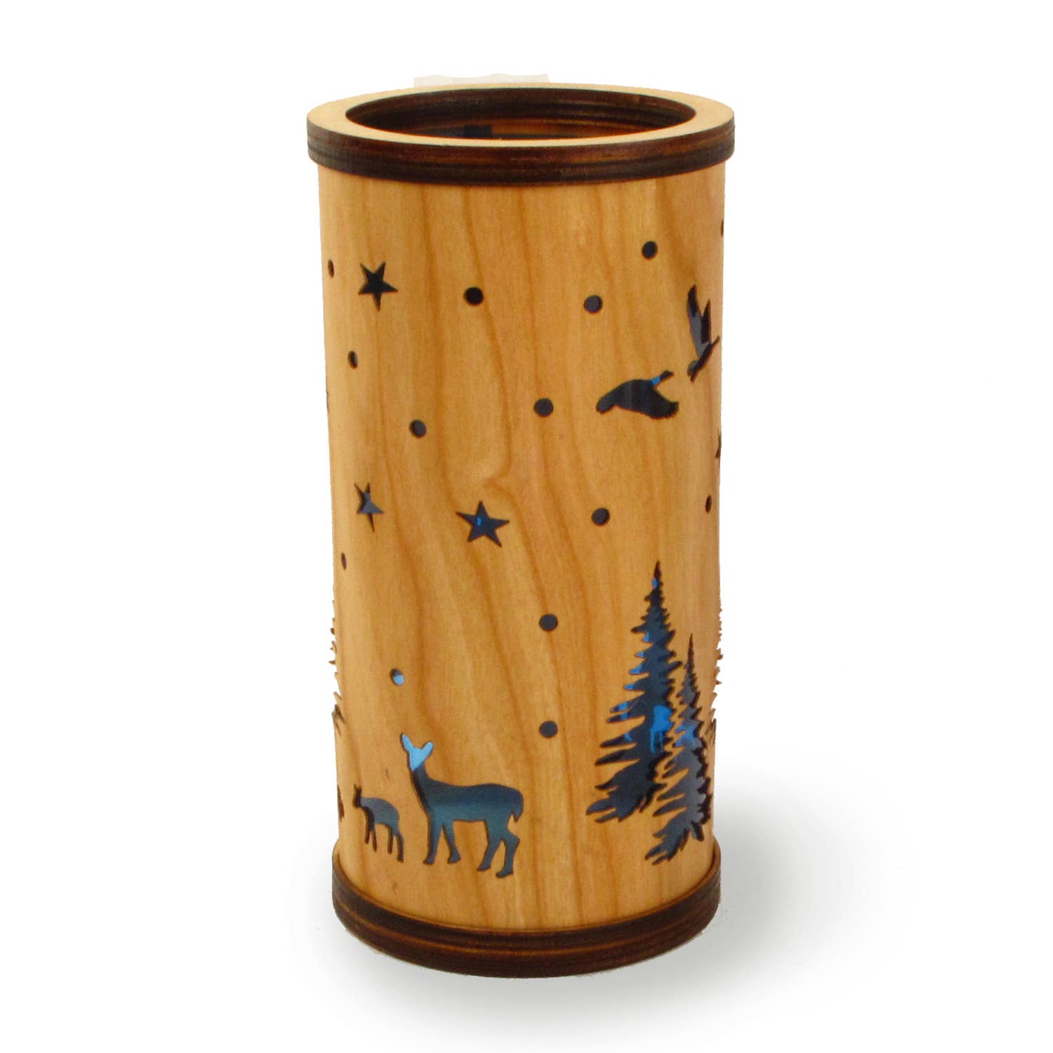 Made and Assembled - Wholesale Accent/Desk Lamp - Cherry Veneer Column Light - Woodlands1