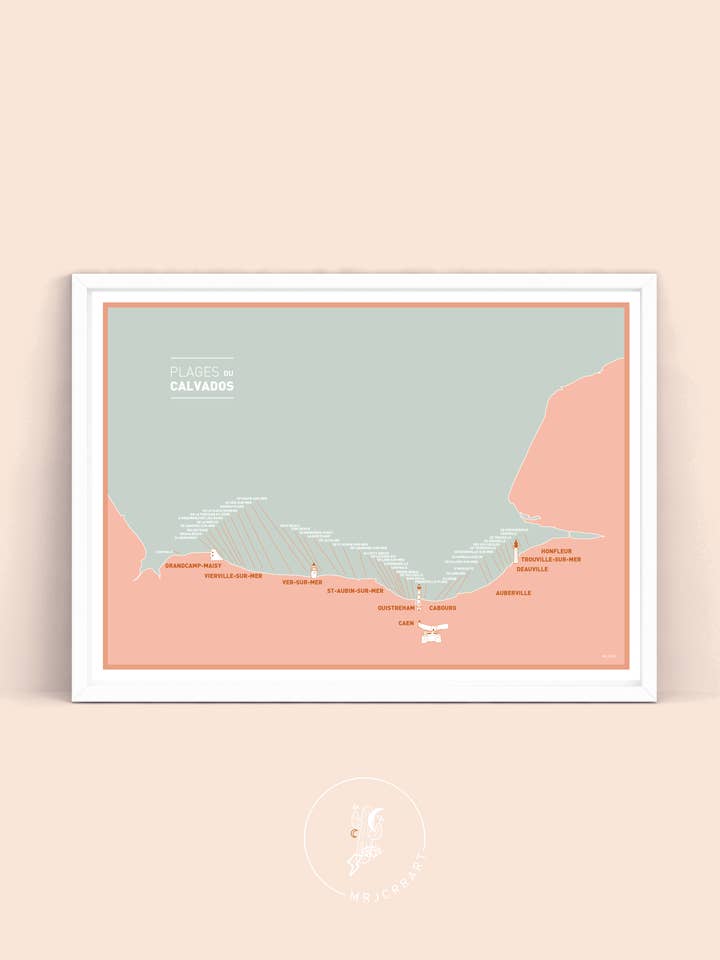Map of the Beaches of Calvados for wholesale by Mrjcrrart