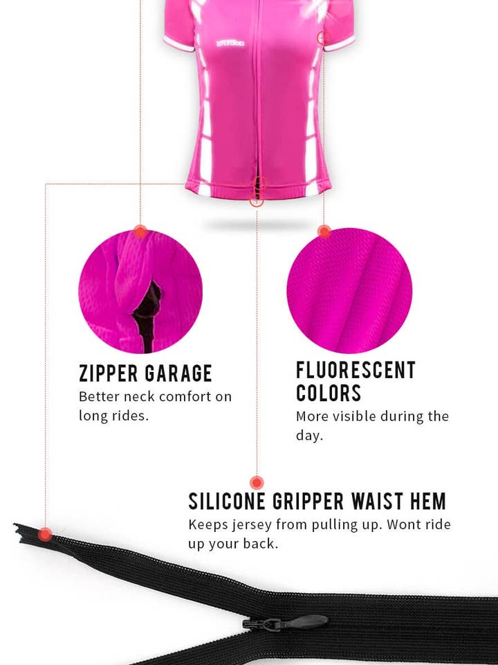 ReflecToes - Wholesale Athletic Top - Women's - ReflecToes High Visibility Cycling Jersey - Reflective Hi-Viz Cycling Shirt Men and Women1