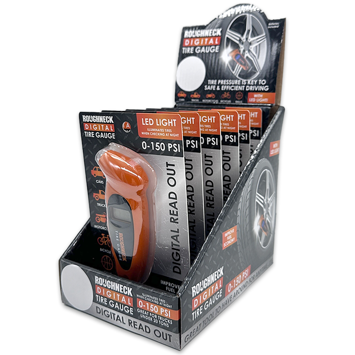 Novelty Brands - Wholesale Retailer Display - Home & Living - Roughneck Small Digital Tire Gauge- 6/Display0