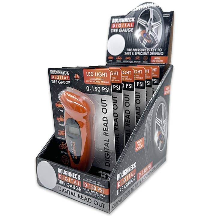 Novelty Brands - Wholesale Retailer Display - Home & Living - Roughneck Small Digital Tire Gauge- 6/Display
