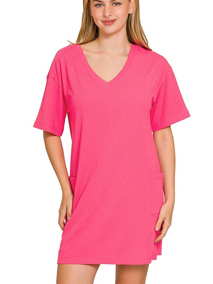 Two-way V And Scoop Neck Reversible T-shirts Dress for wholesale by Vanilla Monkey