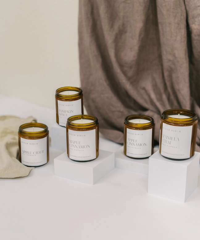 River Birch Candles - Wholesale Jar/Filled Candle - 8.5oz Vanilla Chai - Amber Jar - Soy Candle5