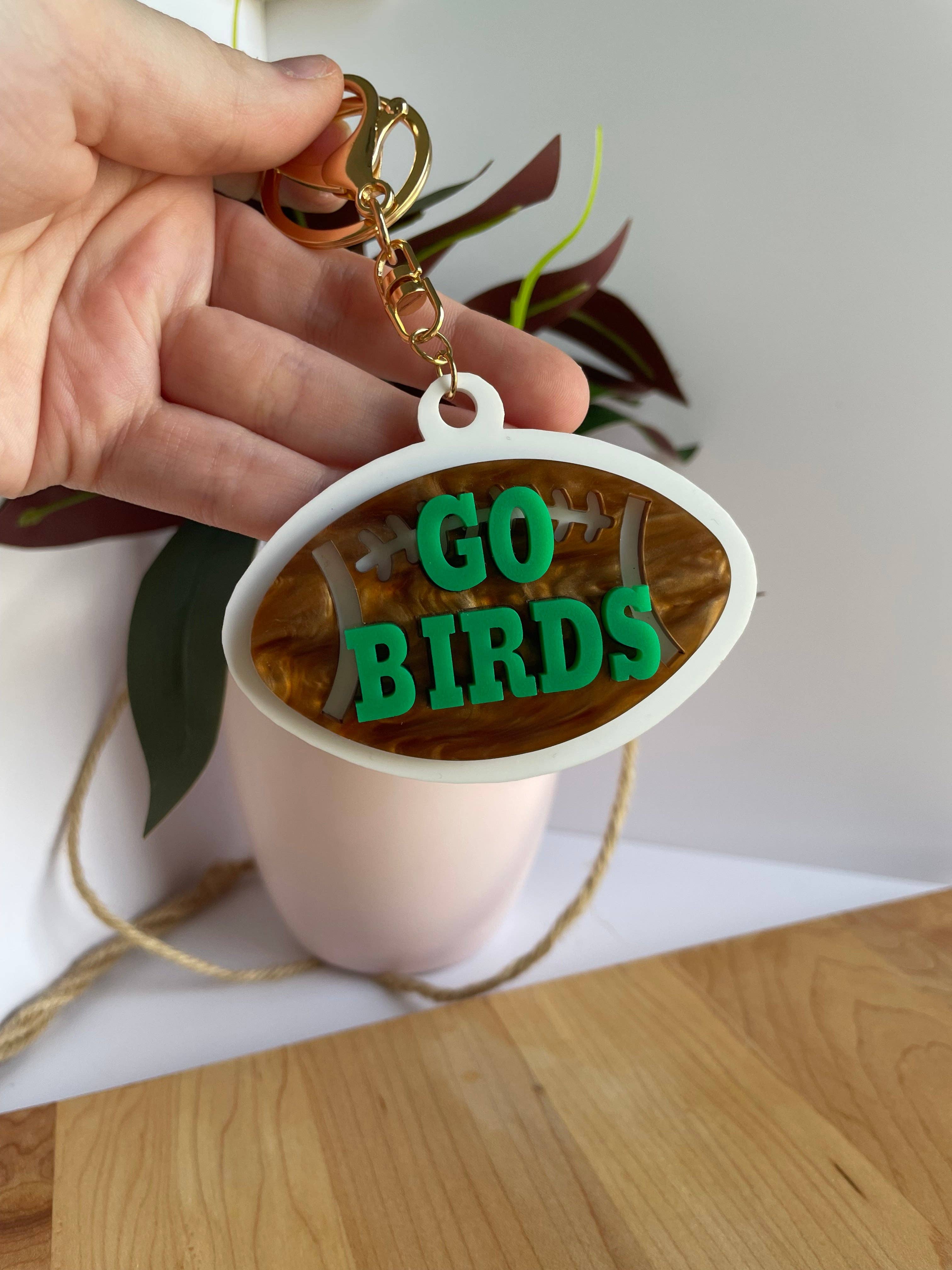 DesignedbyKendal - Wholesale Keychain - Women's - Go Birds Eagles Football Acrylic Keychain with Gold Features5