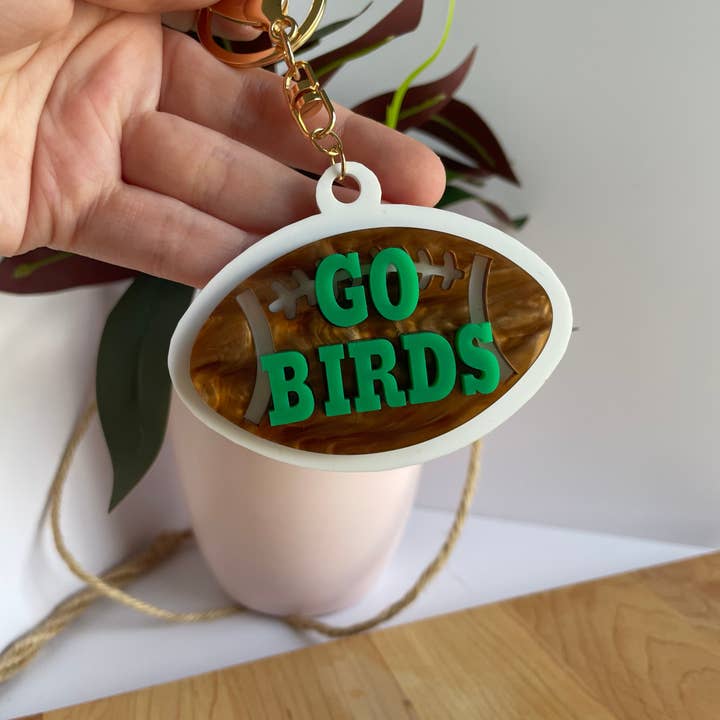 DesignedbyKendal - Wholesale Keychain - Women's - Go Birds Eagles Football Acrylic Keychain with Gold Features5