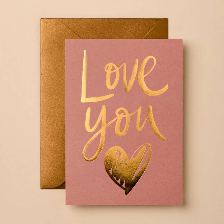 Love You Greeting Card | Modern Foil Stationery for wholesale by Gabrielle & Celine Greeting Cards USA