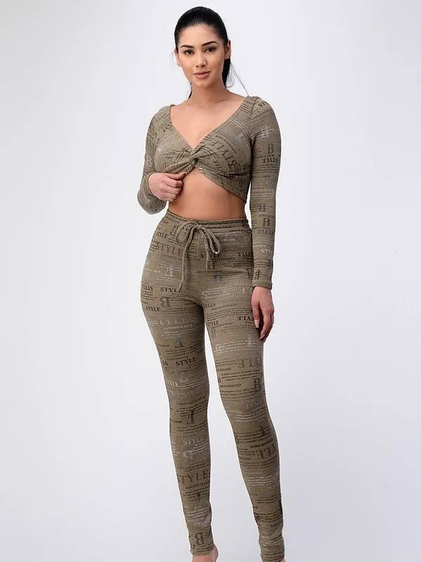 Ribstrik med bogstavprint 2 dele sæt 4959SET-A for engroshandel hos SHOP17