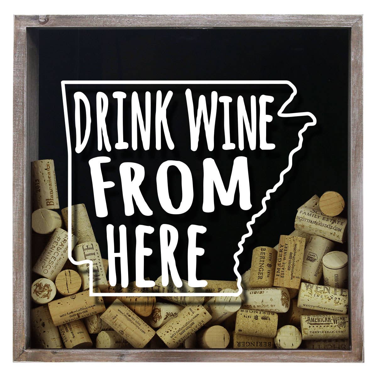 Torched Products - Wholesale Sign - Drink Wine From Here Beer Cap Shadow Box - Farmhouse Antique3