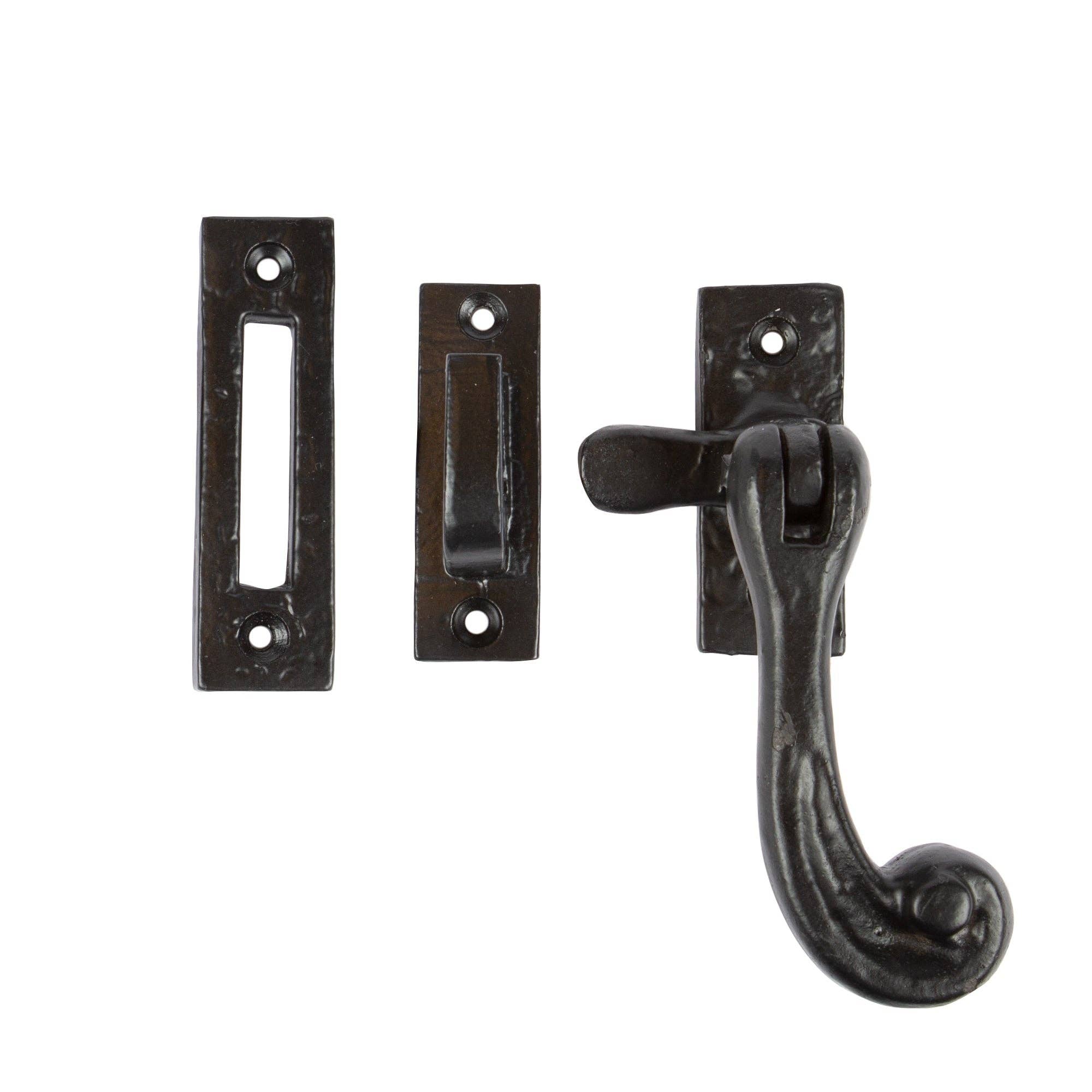 Rinkit Ltd – wholesale Knob/pull – 90mm Right Hand Black Rustic Window Fastener  Hammer & Tongs0