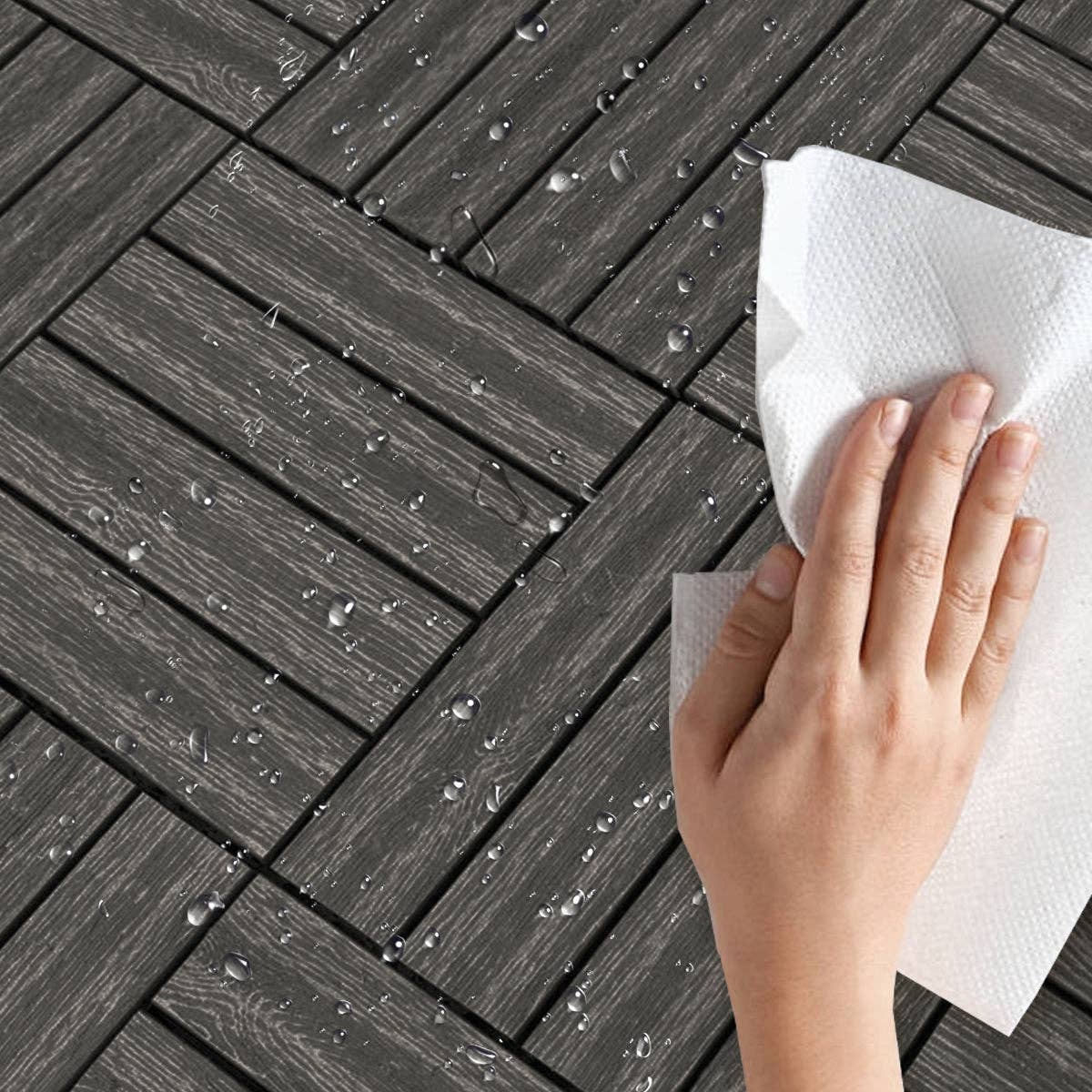 Orange County Decor - Wholesale Outdoor Ornament/Decor - Wood Plastic Composite Deck Tiles Set Of 20Pcs, Diy Interlocking Decking Tiles, Floor Tile, Durable, Maintenance, Waterproof, Indoor Outdoor, 12X12In Dark Grey Dark Grey Modern Plastic Wood Plastic3