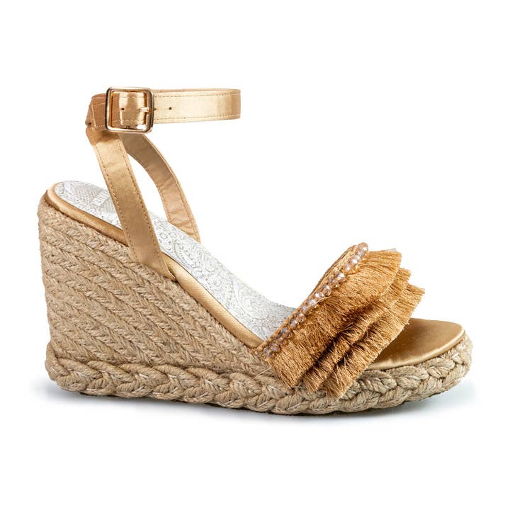 LA WATER - Wholesale Wedges - Women's - GOLD BOHO SANDAL ROPE WEDGE