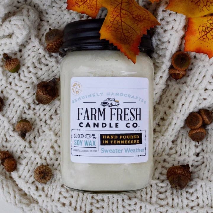 Sweater Weather Soy Candle for wholesale by Farm Fresh Candle Co.