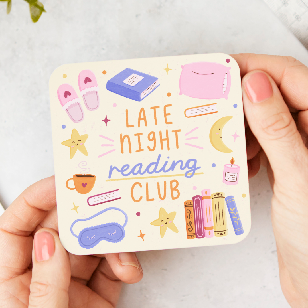 Shake The Label - Wholesale Coasters - Late Night Reading Club Coaster - Book Lover Gift3