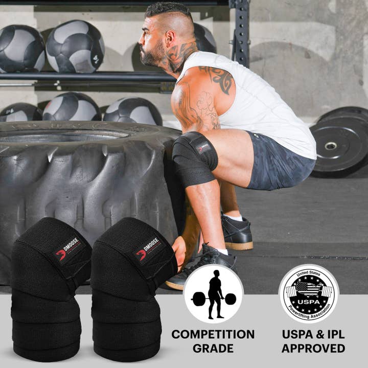 DMOOSE - Wholesale Fitness Equipment - DMoose Knee Wraps for Weightlifting - 78" Length Heavy Duty.