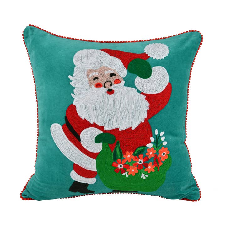 2ABXMCC20120_EMRD SANTA W/ BAG CHRISTMAS PILLOW 18x18 for wholesale by Karma Living
