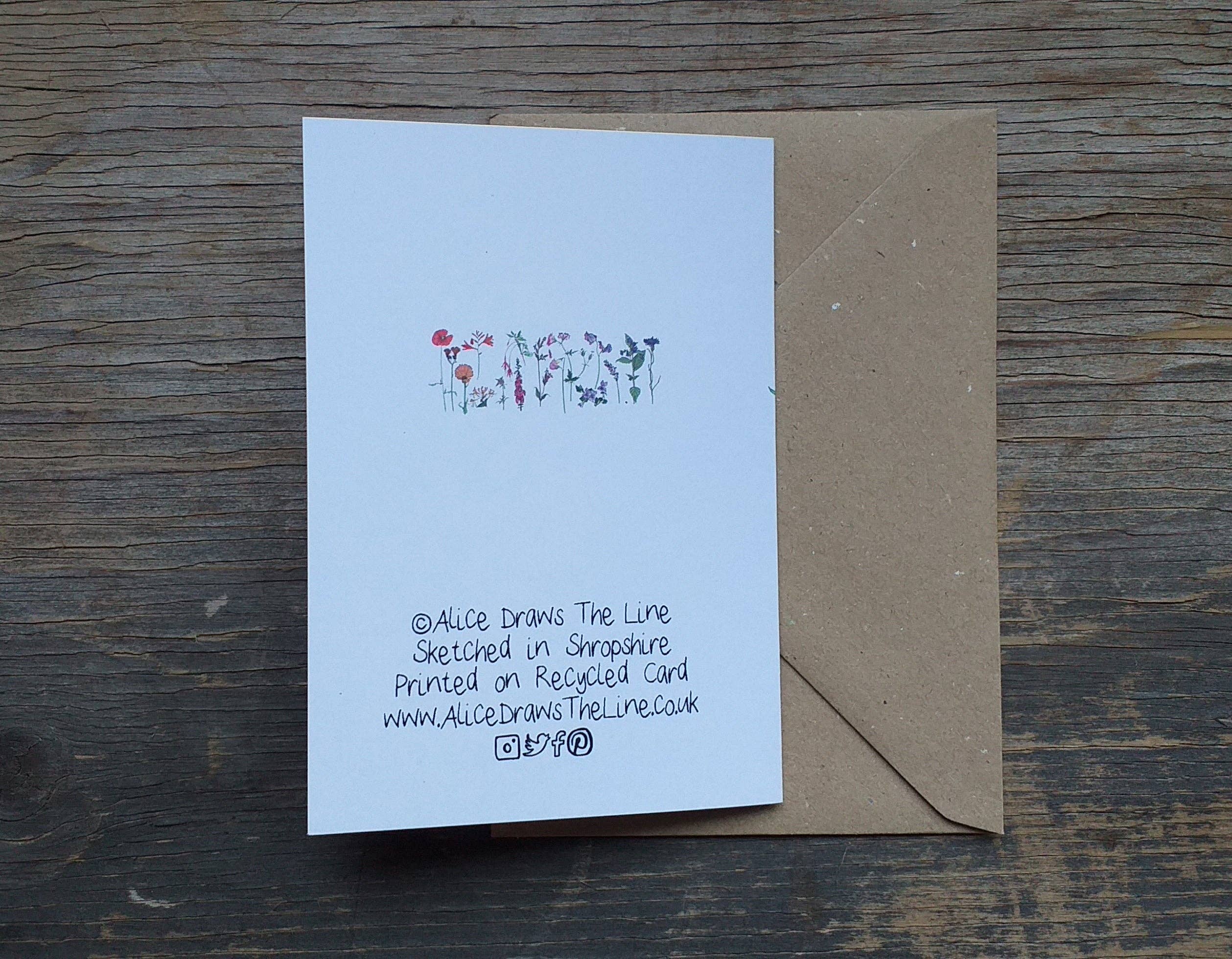 Alice Draws The Line – wholesale Everyday greeting card – Rainbow Flowers Greeting Card1