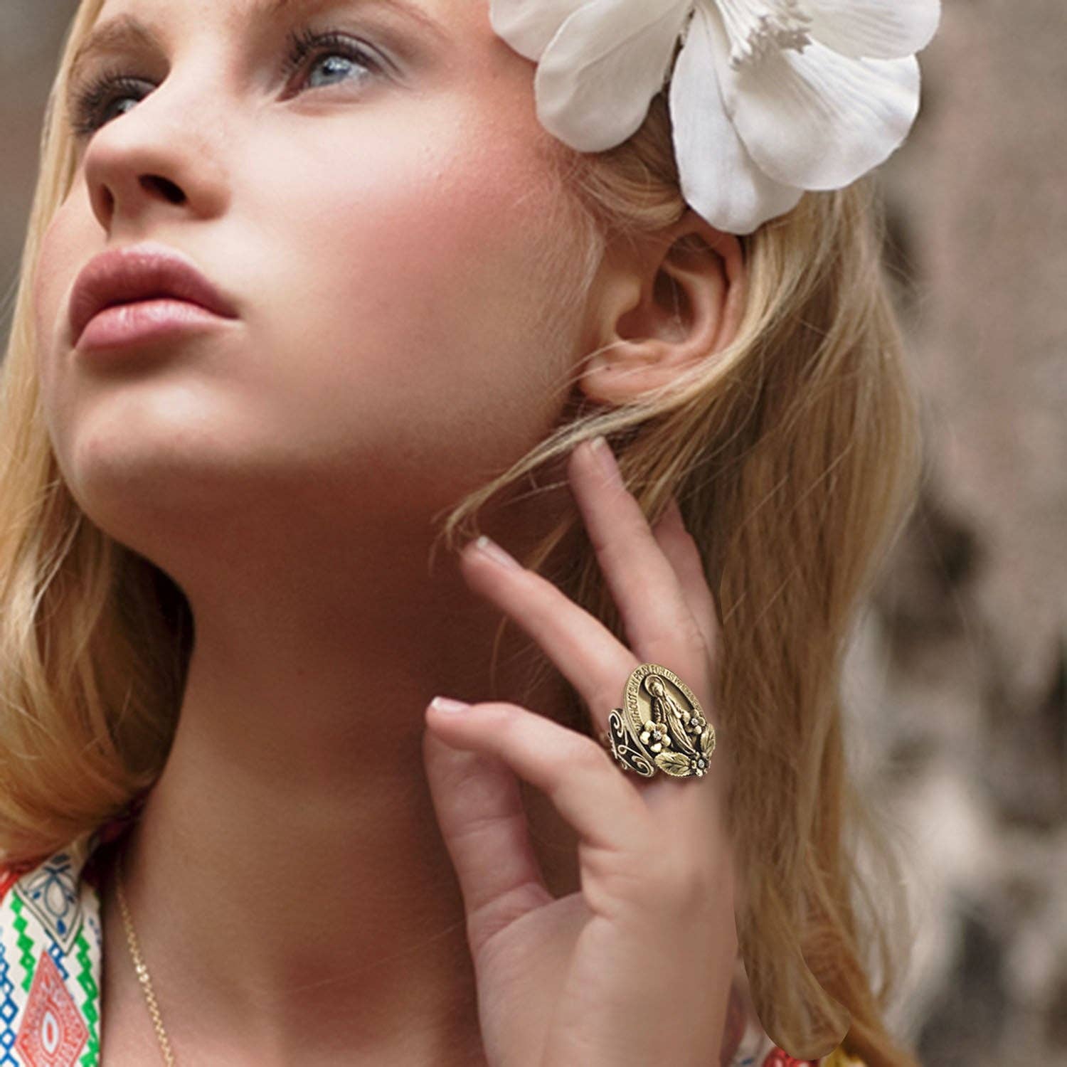 Sweet Romance Jewelry – Anel de cocktail/declaração por atacado – Anel Nossa Senhora dos Milagres Virgem Maria2