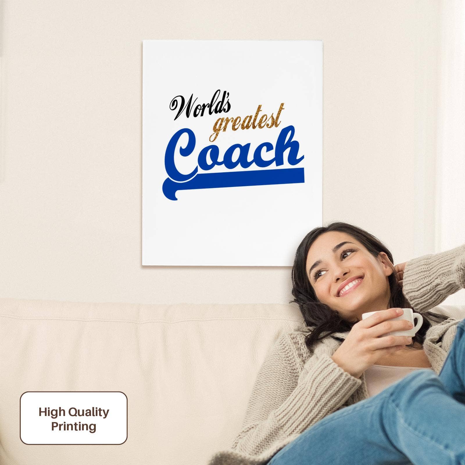 3dRose - Wholesale Art Print - 3dRose, Worlds Greatest Coach - Best sports instructor - for physical education teachers and other coaches, Museum Grade Canvas Wrap1