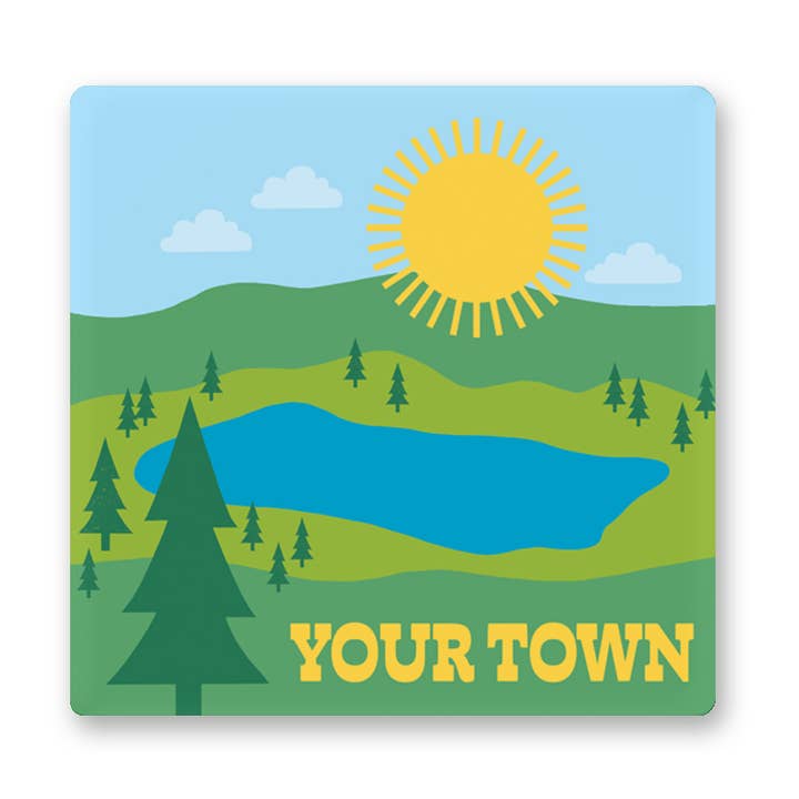 Ímã personalizado de metal da cidade - vista para o lago por atacado de Rock Scissor Paper