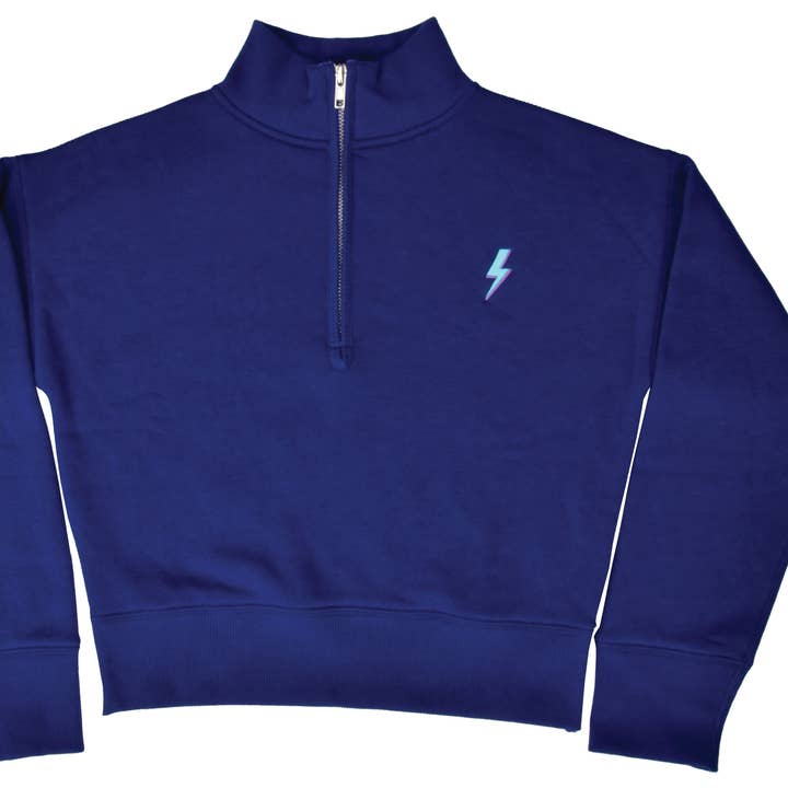 Sweat-shirt Lightning Bolt Midnight à fermeture éclair 1/4 (TAILLE M 10-12) pour la vente par Iscream
