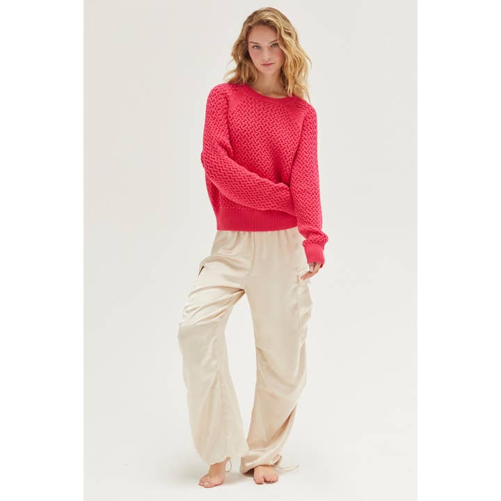 HYFVE - Wholesale Knit Sweater - Women's - DZ24F025-Swirl Knit Sweater