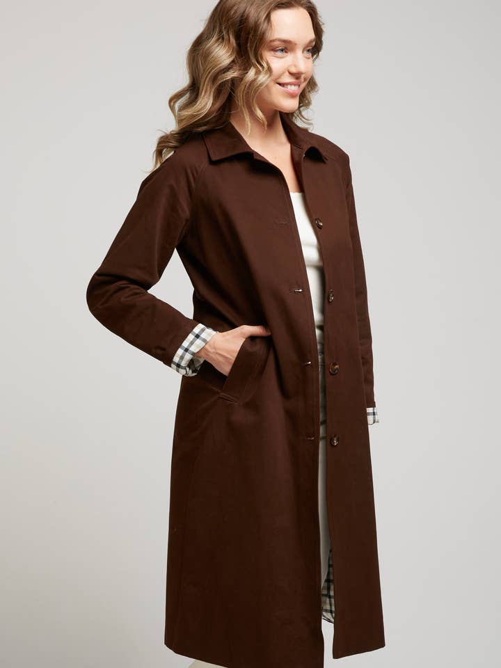 Andy & Lucy - Wholesale Trench Coat - Women's - MANCHESTER - Long trench coat with checkered lining5