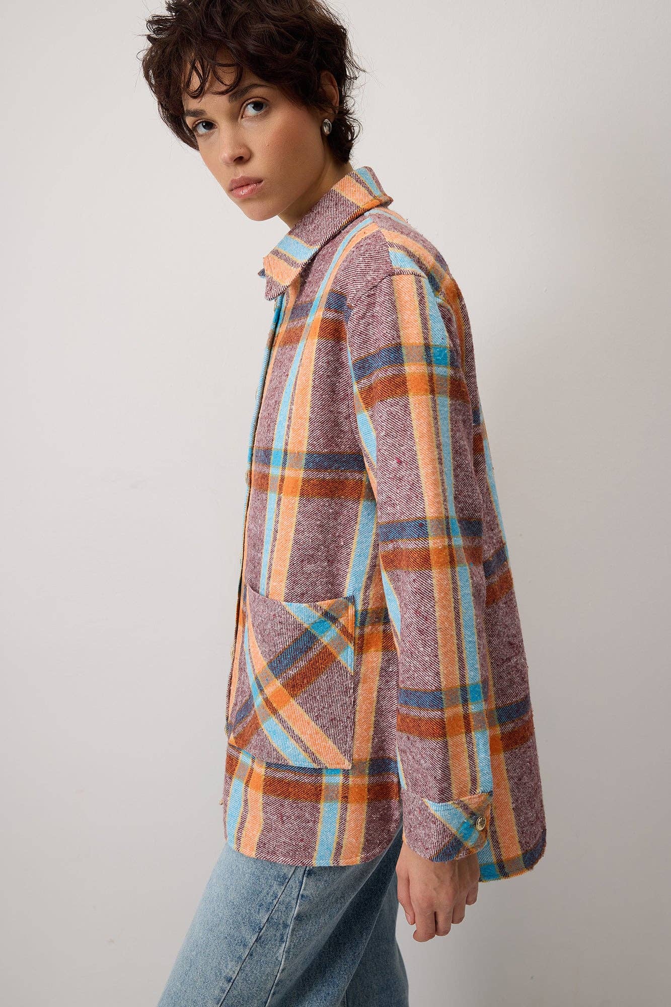 Patterned PLAID LUMBER CUTTER JACKET for wholesale on Faire1